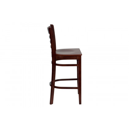 BLNK HERCULES Series Mahogany Wood Ladder Back Restaurant Bar Stool