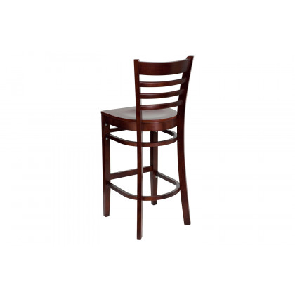BLNK HERCULES Series Mahogany Wood Ladder Back Restaurant Bar Stool