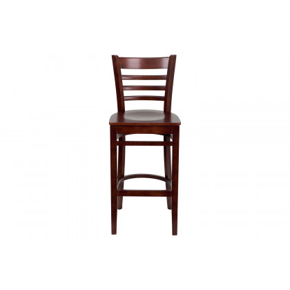 BLNK HERCULES Series Mahogany Wood Ladder Back Restaurant Bar Stool