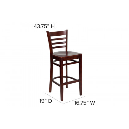 BLNK HERCULES Series Mahogany Wood Ladder Back Restaurant Bar Stool