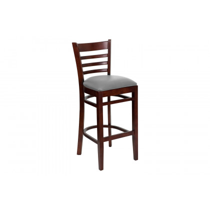 BLNK - HERCULES Series Wood Ladder Back Restaurant Bar Stool with Custom Upholstered Seat