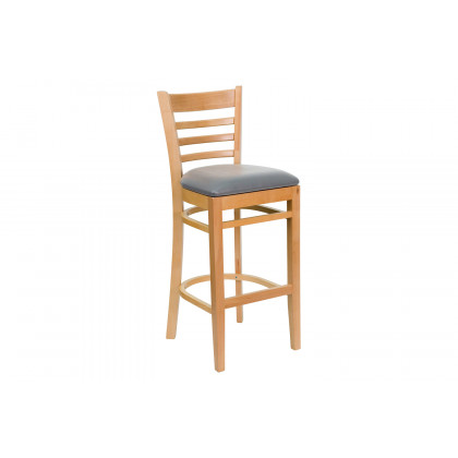 BLNK - HERCULES Series Wood Ladder Back Restaurant Bar Stool with Custom Upholstered Seat