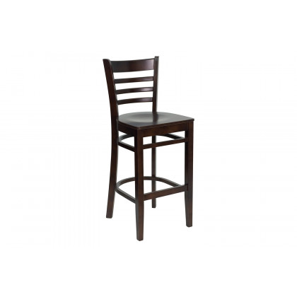 BLNK HERCULES Series Walnut Wood Ladder Back Restaurant Bar Stool