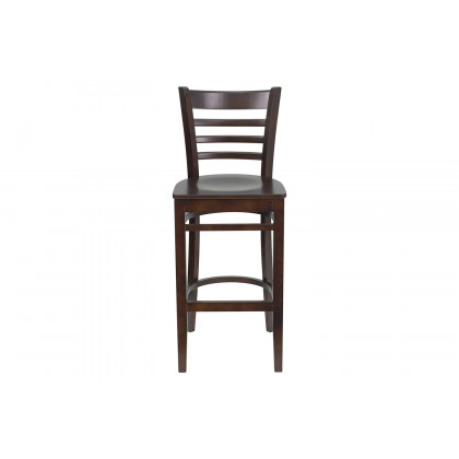 BLNK HERCULES Series Walnut Wood Ladder Back Restaurant Bar Stool
