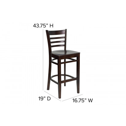 BLNK HERCULES Series Walnut Wood Ladder Back Restaurant Bar Stool