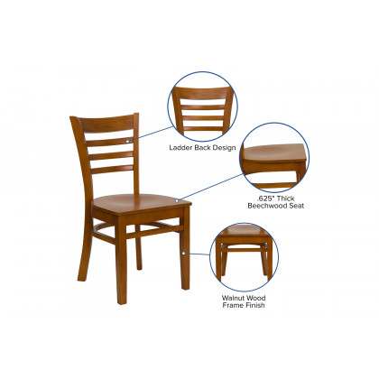 BLNK HERCULES Series Wood Ladder Back Restaurant Chair - Cherry