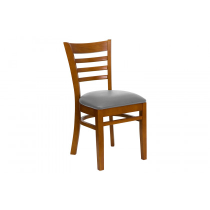 BLNK - HERCULES Series Wood Ladder Back Restaurant Chair with Custom Upholstered Seat