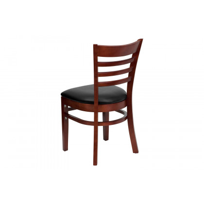 BLNK HERCULES Series Mahogany Wood Ladder Back Restaurant Chair with Vinyl Seat - Black