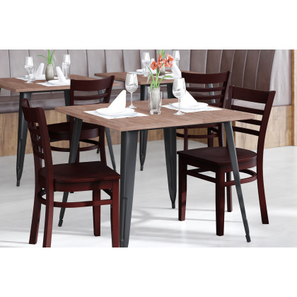 BLNK HERCULES Series Wood Ladder Back Restaurant Chair - Mahogany
