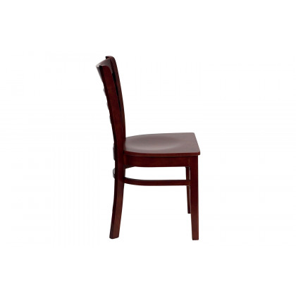 BLNK HERCULES Series Wood Ladder Back Restaurant Chair - Mahogany