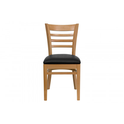 BLNK - HERCULES Series Natural Wood Ladder Back Restaurant Chair with Vinyl Seat