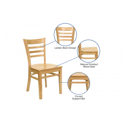 BLNK HERCULES Series Wood Ladder Back Restaurant Chair - Natural