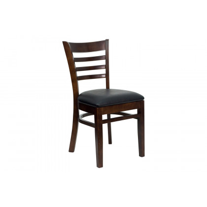 BLNK - HERCULES Series Walnut Wood Ladder Back Restaurant Chair with Vinyl Seat