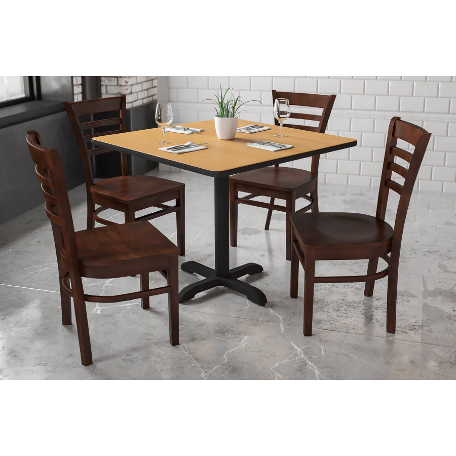 BLNK HERCULES Series Wood Ladder Back Restaurant Chair - Walnut