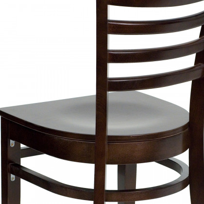BLNK HERCULES Series Wood Ladder Back Restaurant Chair - Walnut