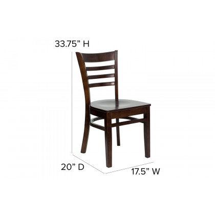 BLNK HERCULES Series Wood Ladder Back Restaurant Chair - Walnut