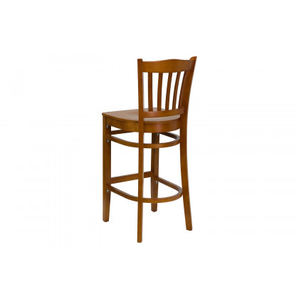 BLNK - HERCULES Series Cherry Wood Vertical Slat Back Restaurant Bar Stool