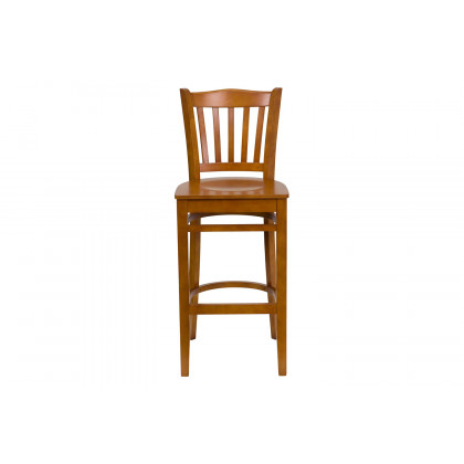 BLNK - HERCULES Series Cherry Wood Vertical Slat Back Restaurant Bar Stool