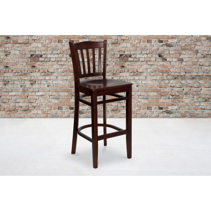 BLNK - HERCULES Series Wood Vertical Slat Back Restaurant Bar Stool