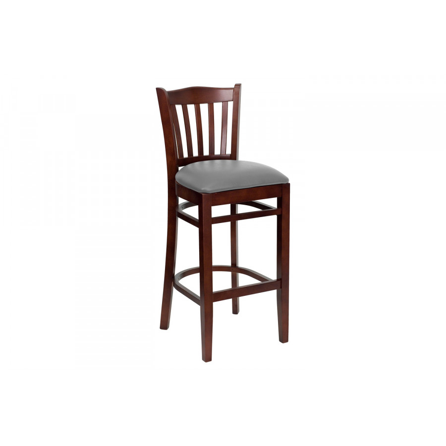 BLNK - HERCULES Series Wood Vertical Slat Back Restaurant Bar Stool with Custom Upholstered Seat