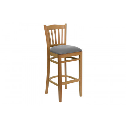 BLNK - HERCULES Series Wood Vertical Slat Back Restaurant Bar Stool with Custom Upholstered Seat