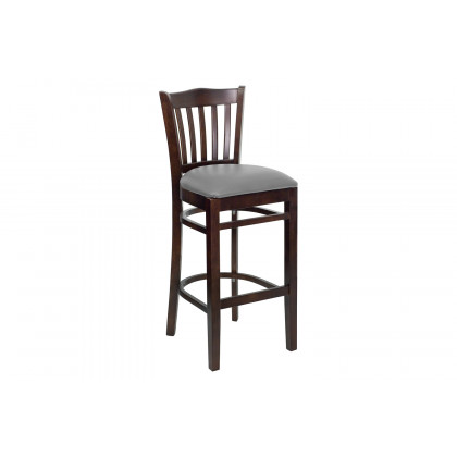 BLNK - HERCULES Series Wood Vertical Slat Back Restaurant Bar Stool with Custom Upholstered Seat