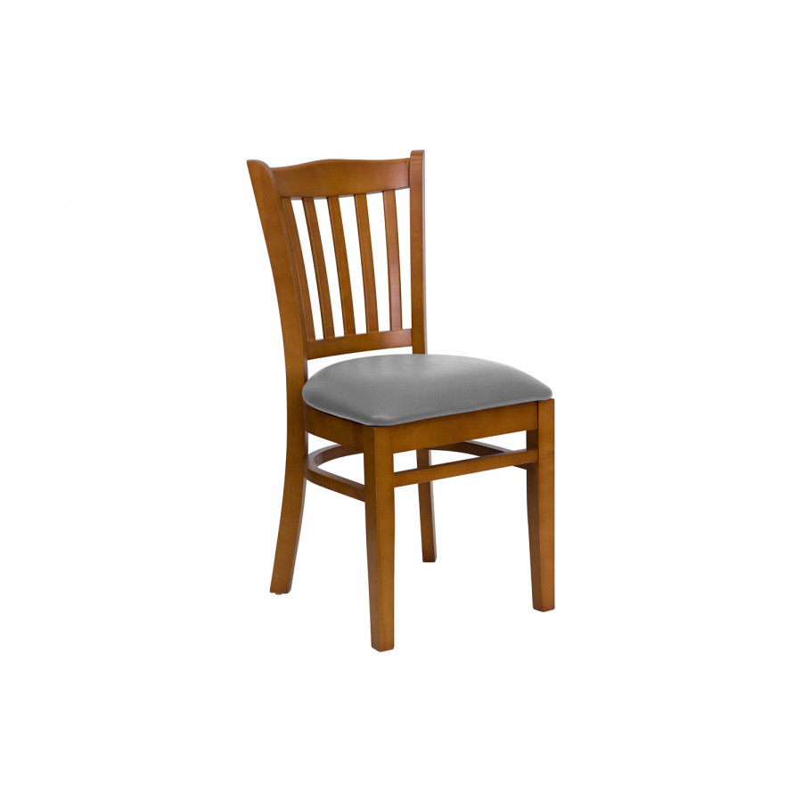 BLNK - HERCULES Series Wood Vertical Slat Back Restaurant Chair with Custom Upholstered Seat