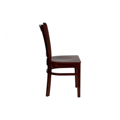 BLNK HERCULES Series Wood Vertical Slat Back Restaurant Chair - Mahogany