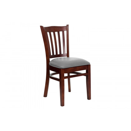 BLNK - HERCULES Series Wood Vertical Slat Back Restaurant Chair with Custom Upholstered Seat