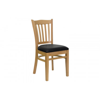 BLNK - HERCULES Series Natural Wood Vertical Slat Back Restaurant Chair with Vinyl Seat