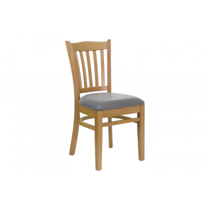 BLNK - HERCULES Series Wood Vertical Slat Back Restaurant Chair with Custom Upholstered Seat