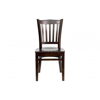 BLNK HERCULES Series Wood Vertical Slat Back Restaurant Chair - Walnut