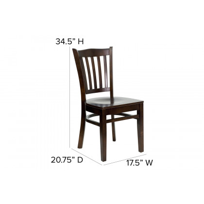 BLNK HERCULES Series Wood Vertical Slat Back Restaurant Chair - Walnut