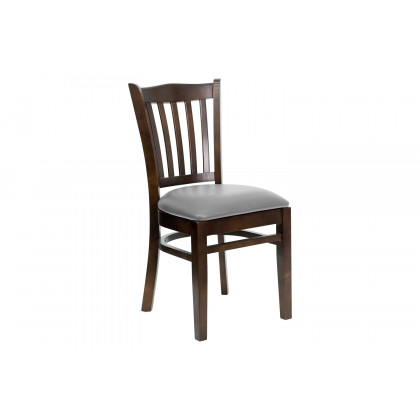 BLNK - HERCULES Series Wood Vertical Slat Back Restaurant Chair with Custom Upholstered Seat