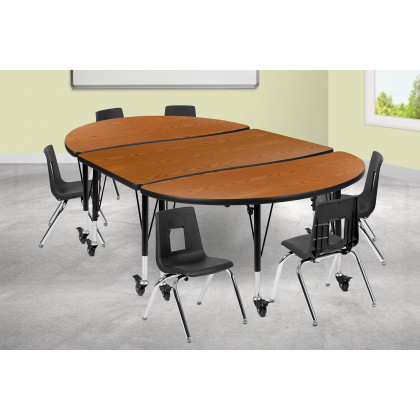 BLNK - Emmy Mobile Oval Thermal Laminate Wave Flexible Activity Table Set