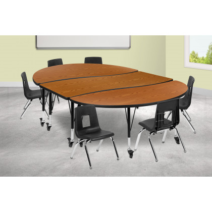 BLNK - Emmy Mobile Oval Thermal Laminate Wave Flexible Activity Table Set