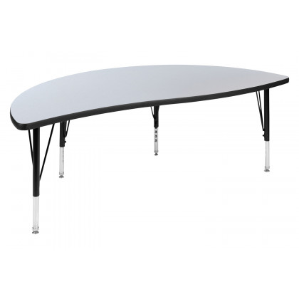 BLNK Emmy Oval Thermal Laminate Wave Flexible Activity Table Set with Chairs - Gray, 86"L, with 14" Student Stack Chairs