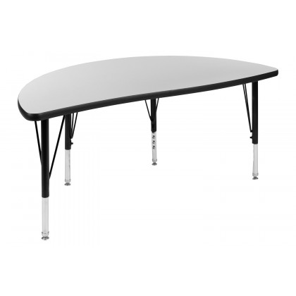 BLNK Emmy Circle Thermal Laminate Wave Flexible Activity Table Set - Gray, 47.5"D, with 14" Student Stack Chairs