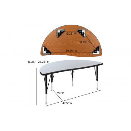 BLNK Emmy Circle Thermal Laminate Wave Flexible Activity Table Set - Gray, 47.5"D, with 14" Student Stack Chairs