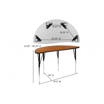 BLNK Emmy Circle Thermal Laminate Wave Flexible Activity Table Set - Oak, 47.5"D, with 16" Student Stack Chairs