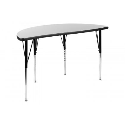 BLNK Emmy Circle Thermal Laminate Wave Flexible Activity Table Set - Gray, 47.5"D, with 18" Student Stack Chairs