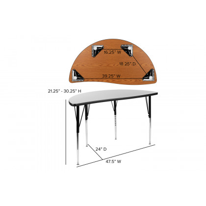 BLNK Emmy Circle Thermal Laminate Wave Flexible Activity Table Set - Gray, 47.5"D, with 18" Student Stack Chairs