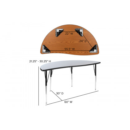 BLNK Emmy Circle Thermal Laminate Wave Flexible Activity Table Set - Gray, 60"D, with 18" Student Stack Chairs