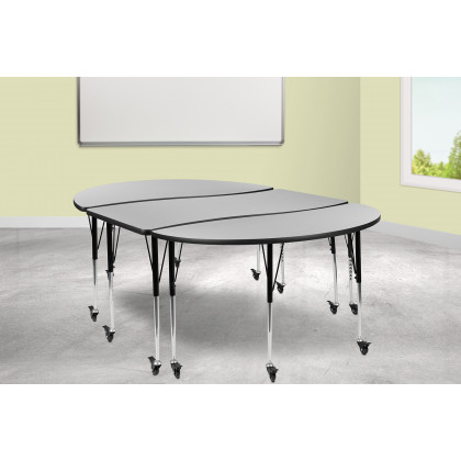 BLNK - Emmy Mobile Oval Thermal Laminate Wave Flexible Activity Table Set 3 Piece