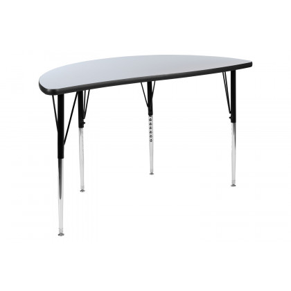 BLNK Emmy Circle Thermal Laminate Wave Flexible Activity Table Set 2 Piece - Gray, 47.5"D, with Standard Height Adjustable Legs