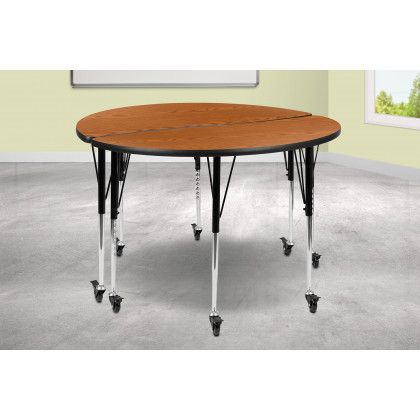 BLNK - Emmy Mobile Circle Thermal Laminate Wave Flexible Kids Adjustable Activity Table Set 2 Piece
