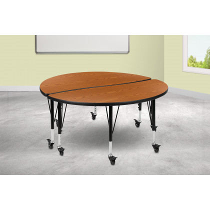 BLNK - Emmy Mobile Circle Thermal Laminate Wave Flexible Kids Adjustable Activity Table Set 2 Piece