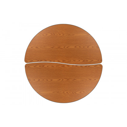 BLNK Emmy Circle Thermal Laminate Wave Flexible Activity Table Set 2 Piece - Oak, 47.5"D, with Short Height Adjustable Legs