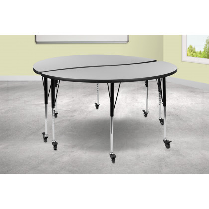 BLNK - Emmy Mobile Circle Thermal Laminate Wave Flexible Kids Adjustable Activity Table Set 2 Piece