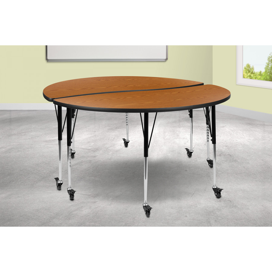 BLNK - Emmy Mobile Circle Thermal Laminate Wave Flexible Kids Adjustable Activity Table Set 2 Piece